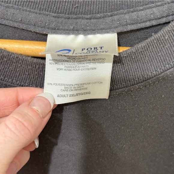 Port and Company Gray Shirt with Blue Graphic - Picture 3 of 3